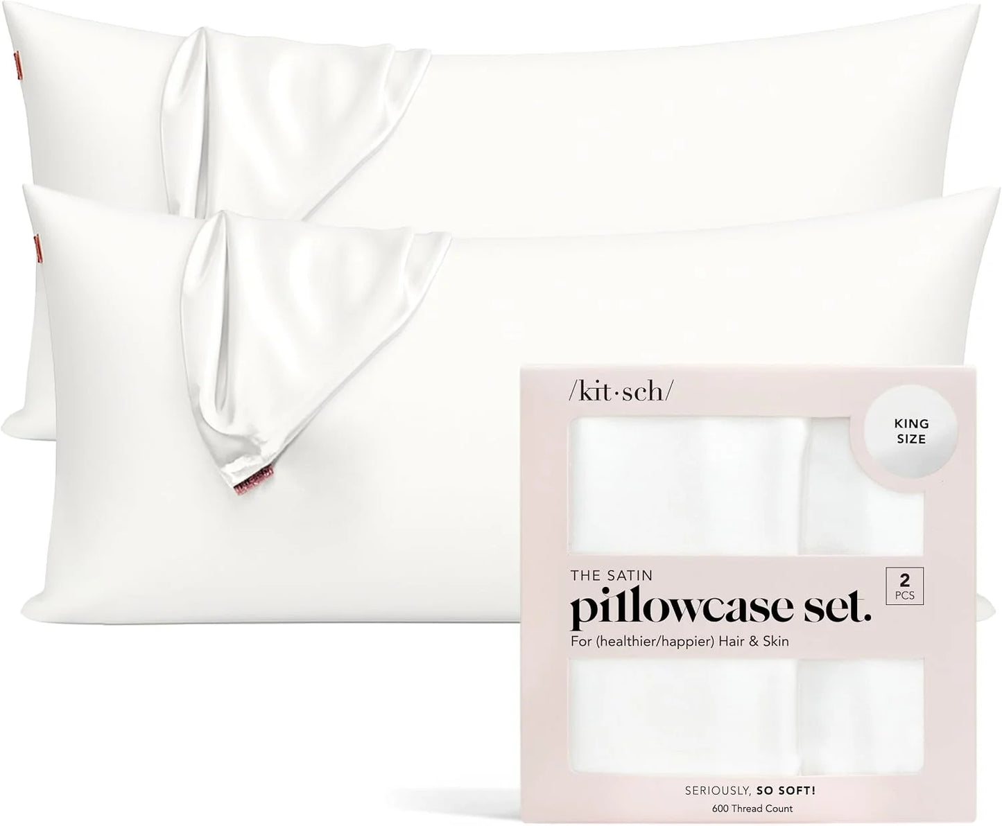 Kitsch Satin Pillowcase with Zipper - Standard Size, Haze Blue
