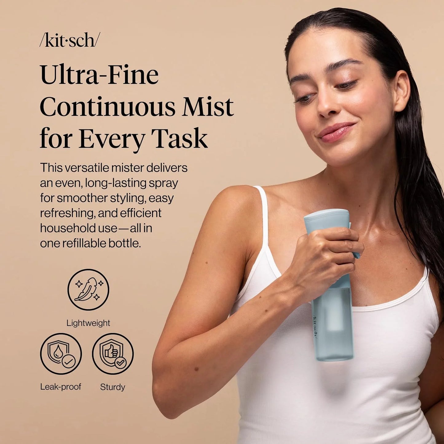 Kitsch Large Continuous Spray Bottle for Hair – Haze Blue, 180ml