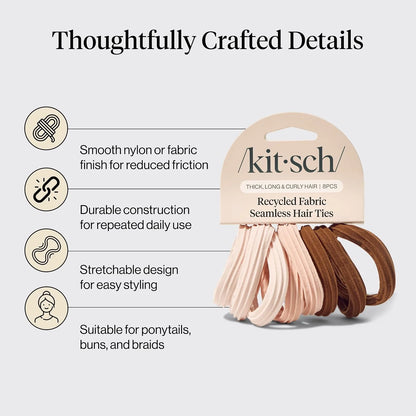 Kitsch Ribbed Hair Ties No Damage - Blush, 10pcs