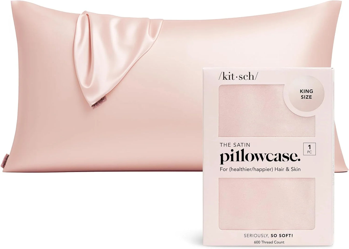 Kitsch Satin Pillowcase with Zipper - Standard Size, Haze Blue