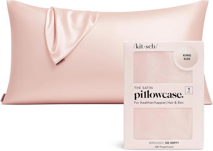 Kitsch Satin Pillowcase with Zipper - Standard Size, Haze Blue