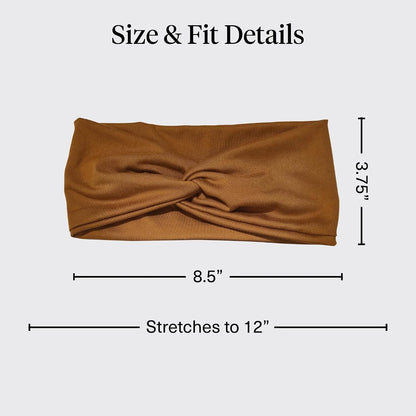 Kitsch Wide Headbands for Women Non Slip - Black and Camel, 2pcs