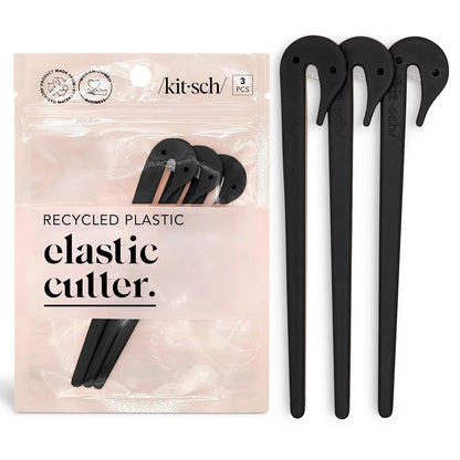 Kitsch Elastic Hair Tie Cutter Tool - Black, 3pc Set