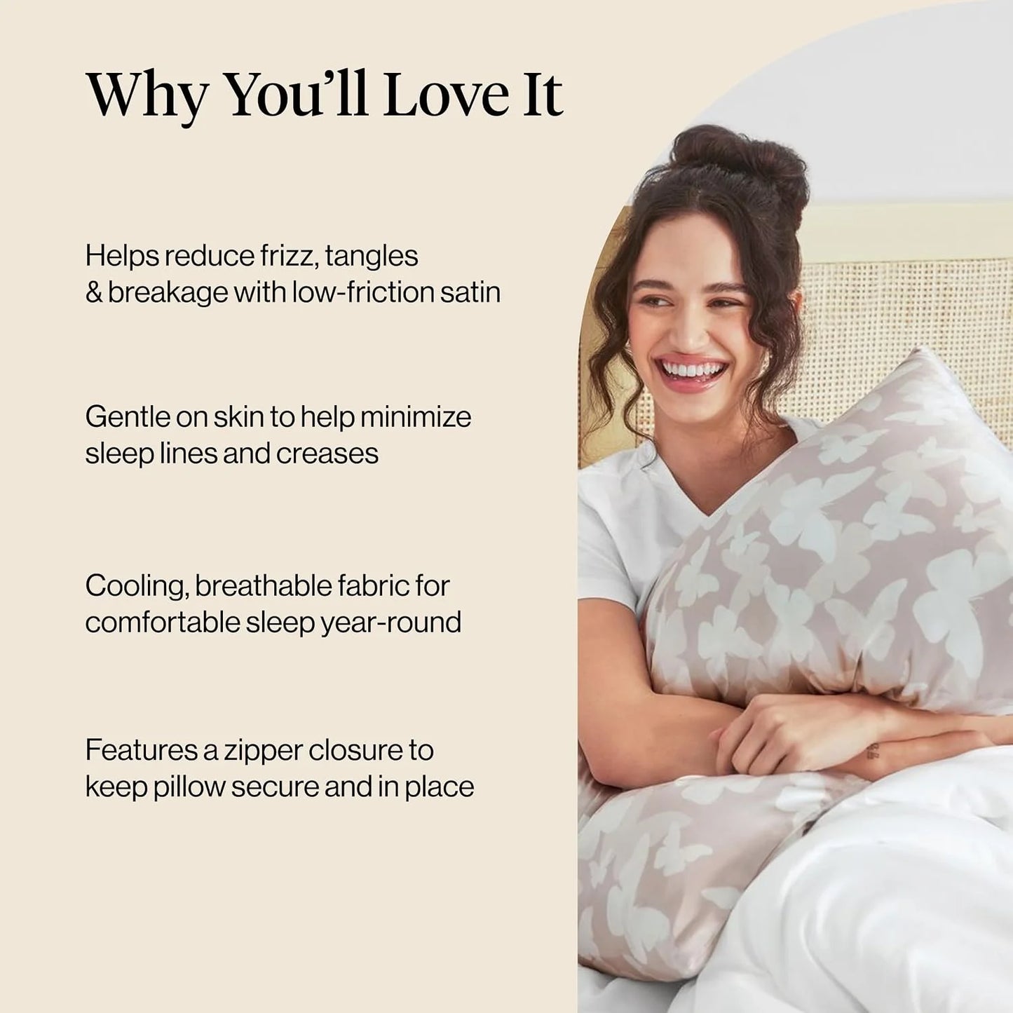 Kitsch Satin Pillowcase with Zipper - Standard Size, Haze Blue