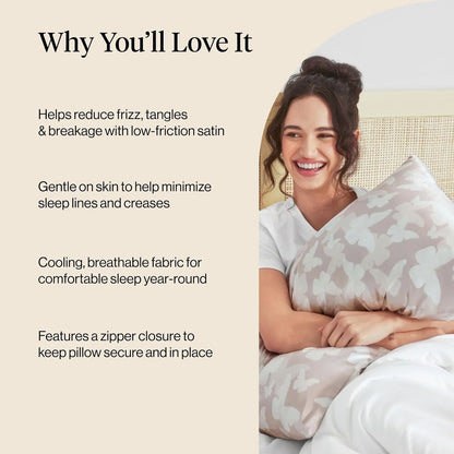 Kitsch Satin Pillowcase with Zipper - Standard Size, Haze Blue