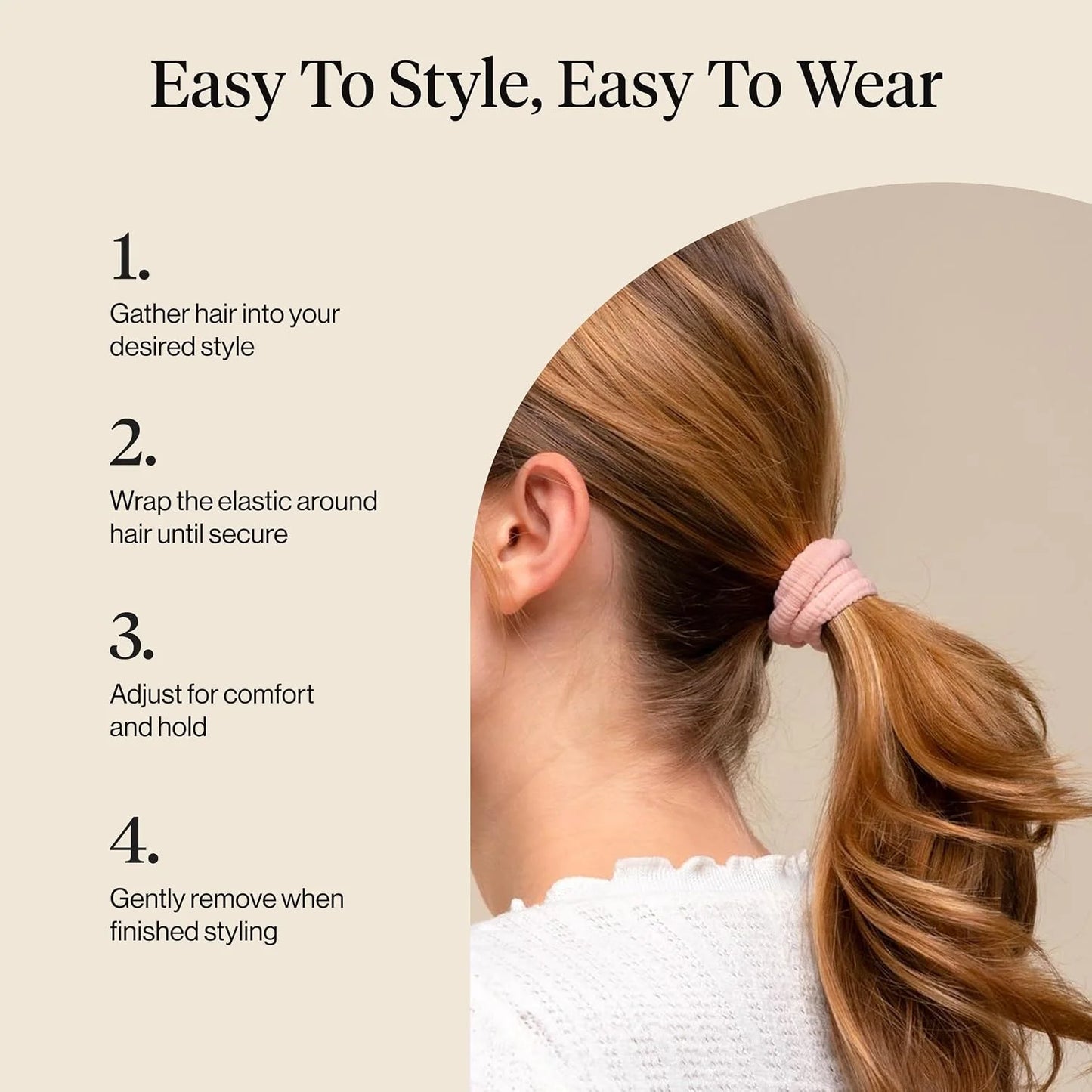 Kitsch Ribbed Hair Ties No Damage - Blush, 10pcs