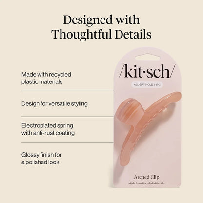 Kitsch Arched Hair Clips For Women - Large, Soft Pink, 1pc