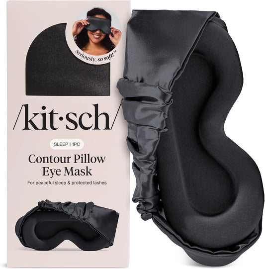 Kitsch Contour Satin Sleep Mask | Eye Masks for Sleep - Charcoal