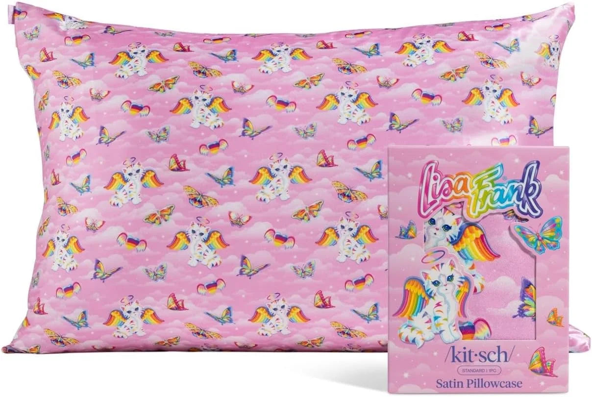 Lisa Frank x Kitsch Satin Pillowcase, Size 19x36 - Rainbow Leopard