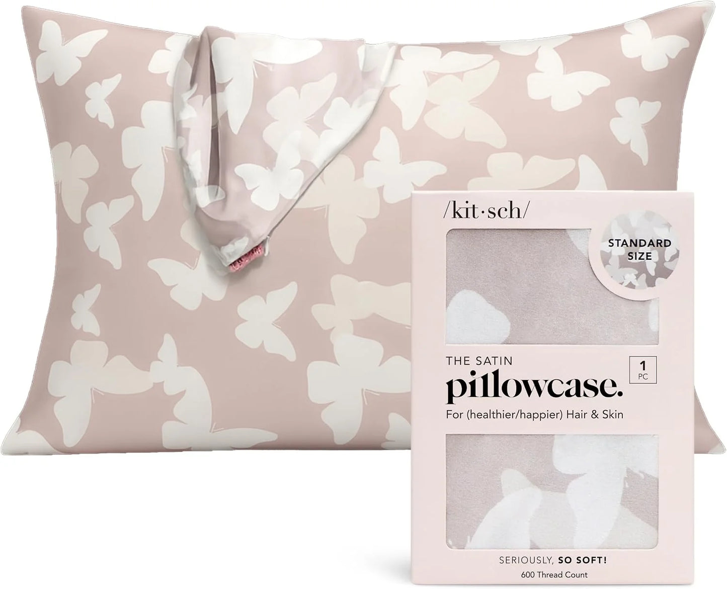 Kitsch Satin Pillowcase with Zipper - Standard Size, Haze Blue