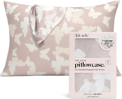 Kitsch Satin Pillowcase with Zipper - Standard Size, Haze Blue