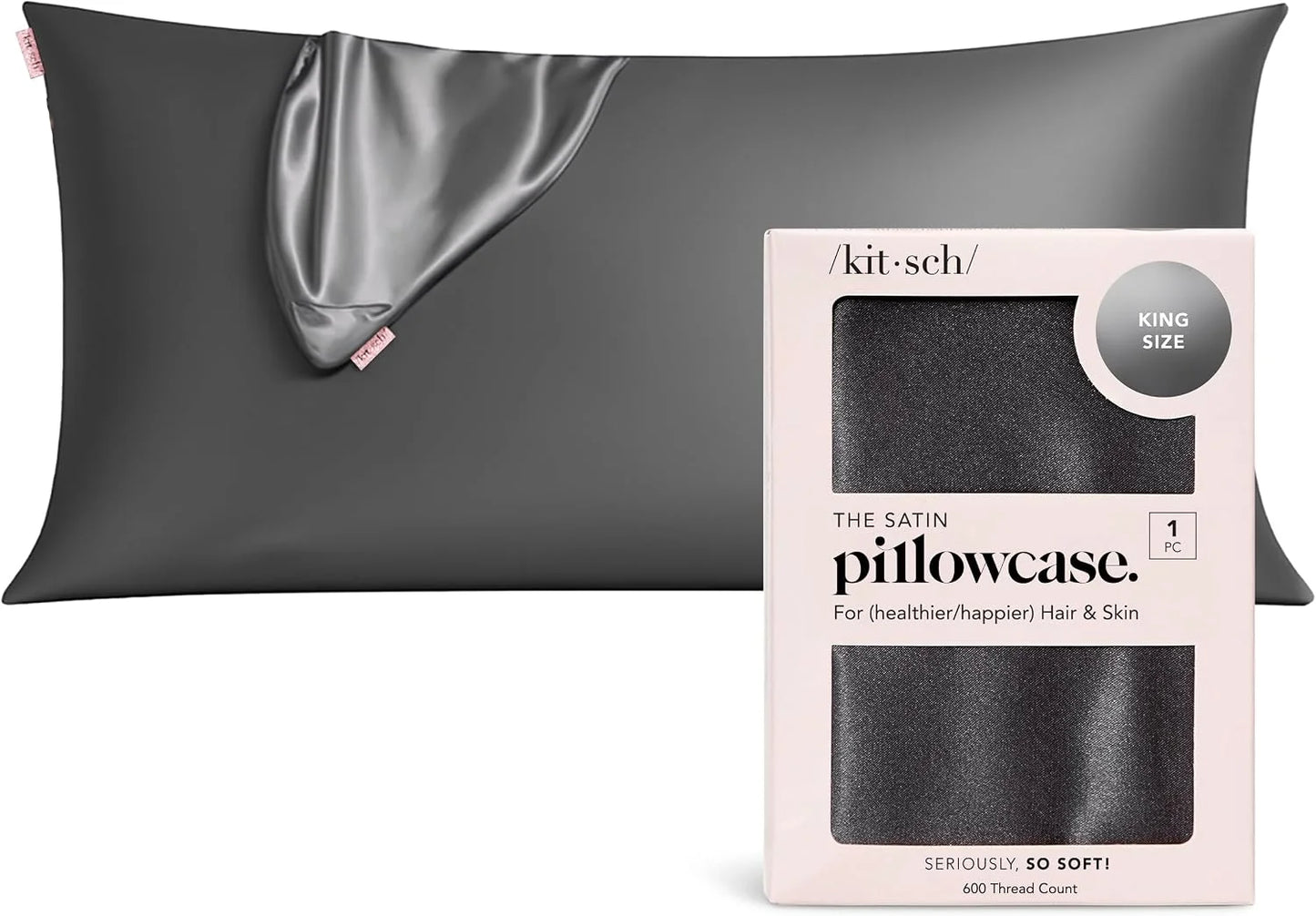 Kitsch Satin Pillowcase with Zipper - Standard Size, Haze Blue