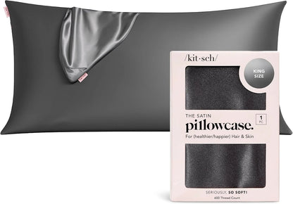 Kitsch Satin Pillowcase with Zipper - Standard Size, Haze Blue