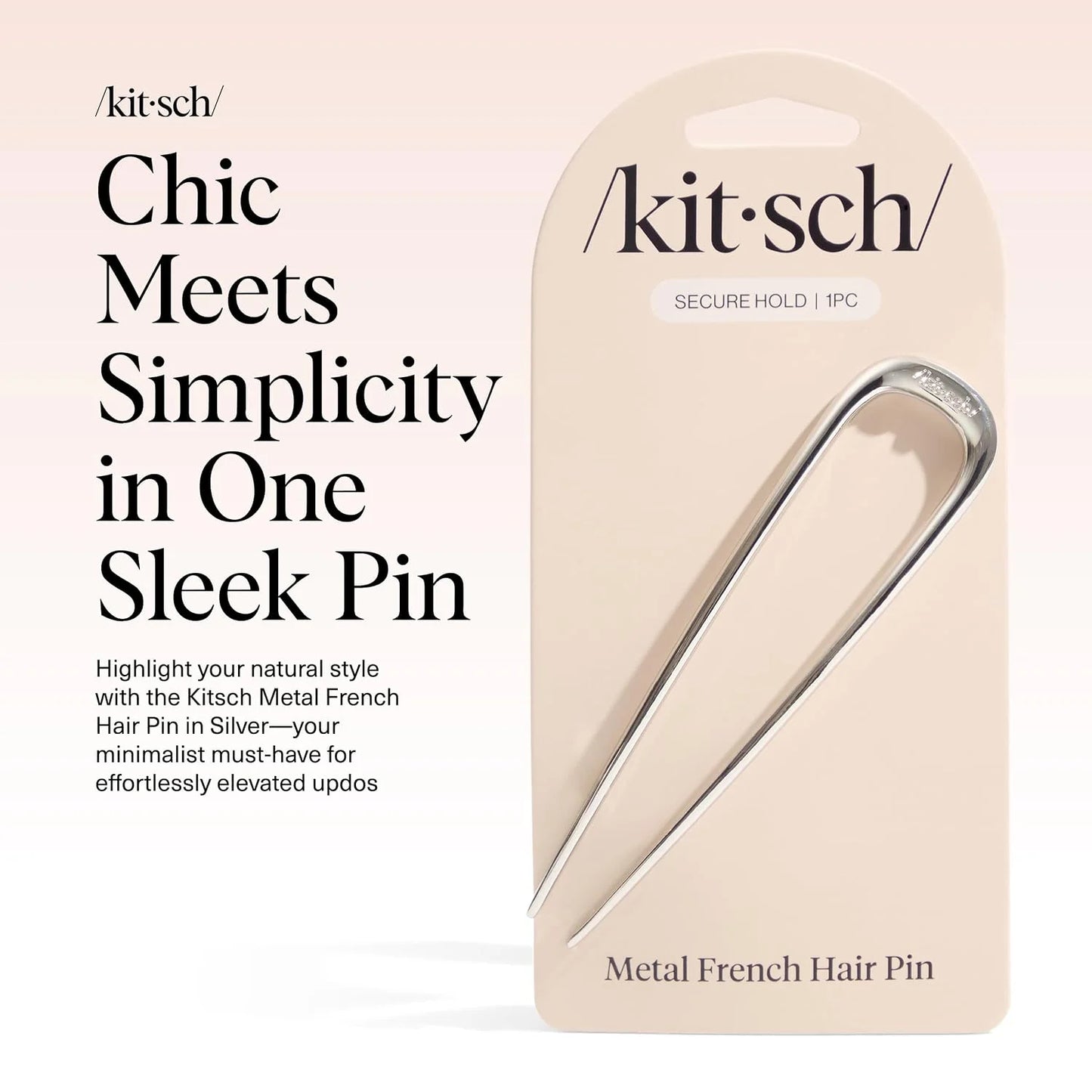 Kitsch Mini Metal French Hair Pin & Hair Clips for Women - Silver, Set of 3