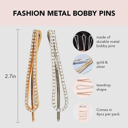 Kitsch Spiral Bobby Pins - Hair Accessories For Women - Brown, 3pcs