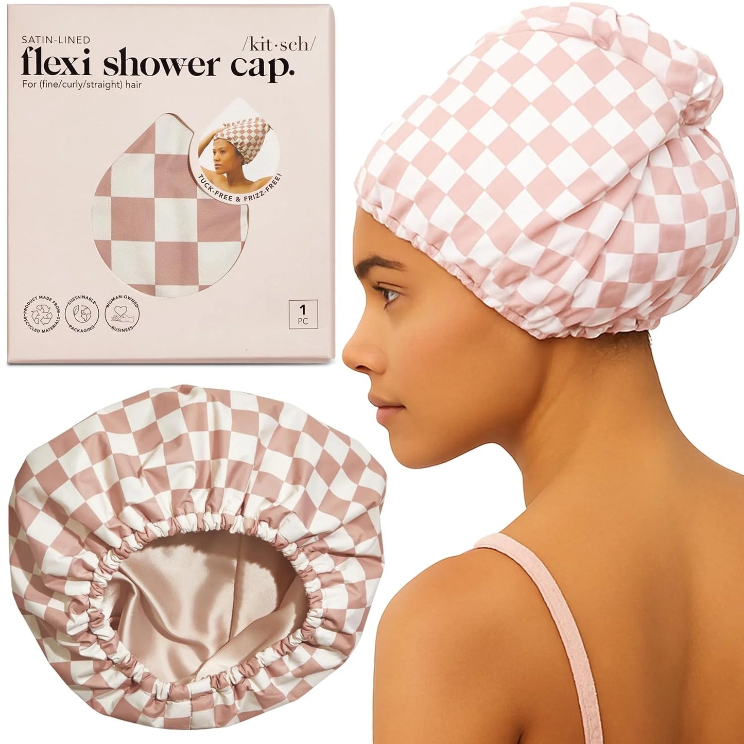 Kitsch Luxury Large Shower Cap for Women - Cherry Print