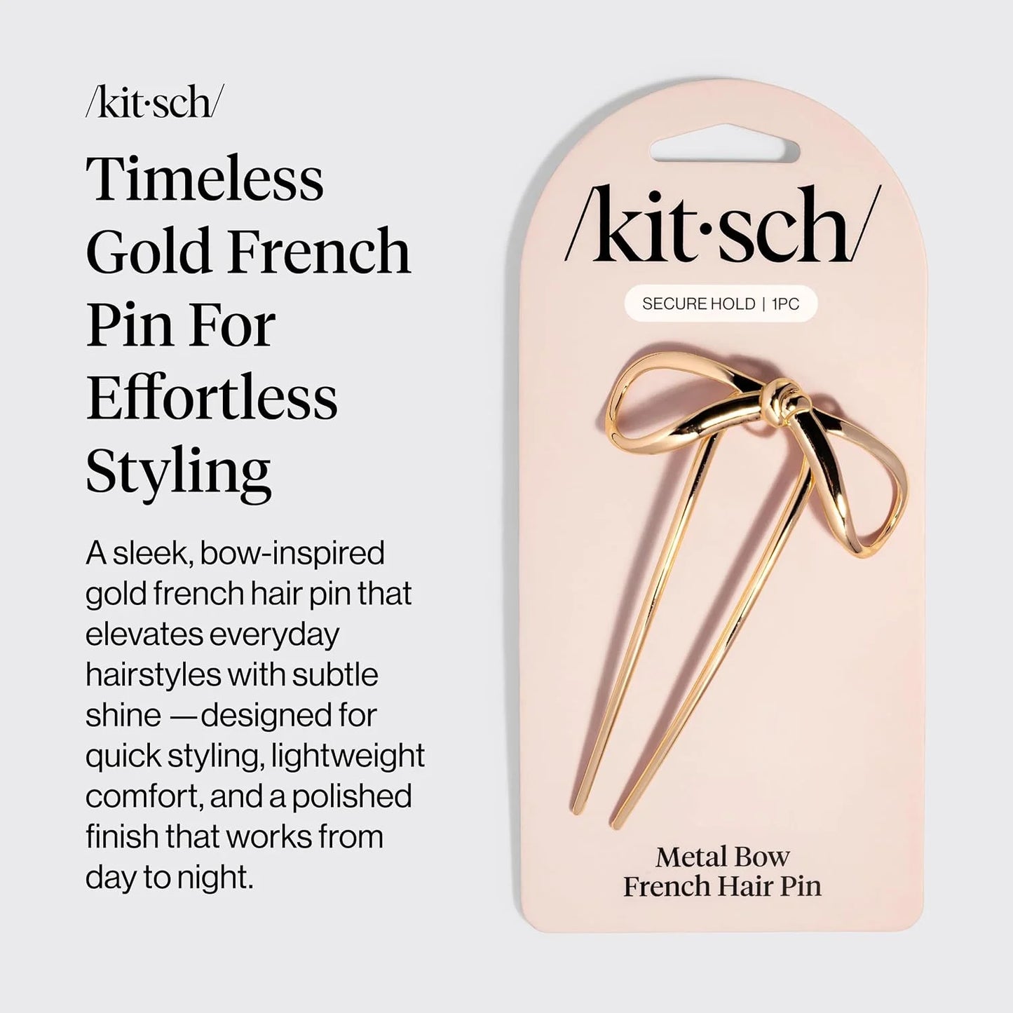 Kitsch Mini Metal French Hair Pin & Hair Clips for Women - Silver, Set of 3