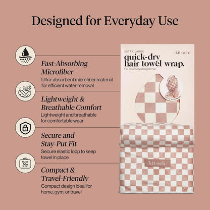 Kitsch XL Microfiber Hair Towel Wrap for Women