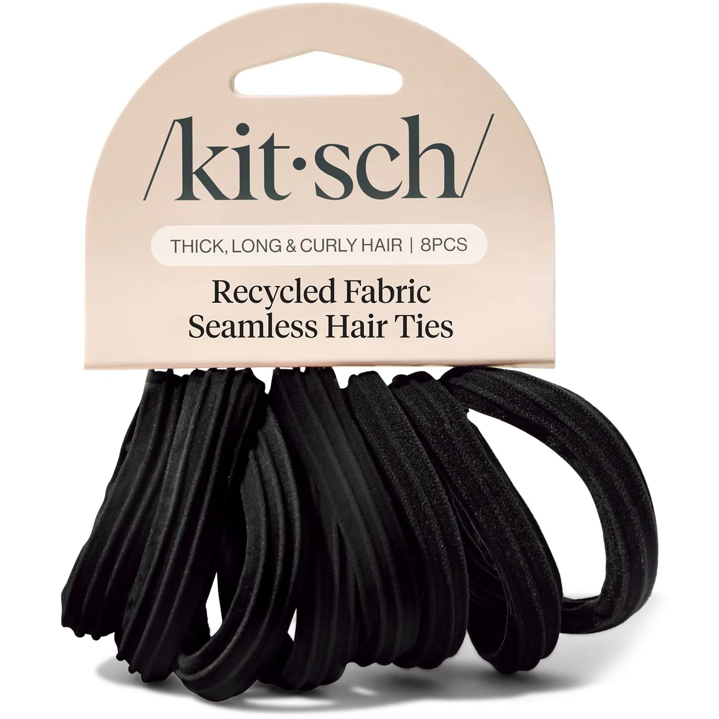 Kitsch Ribbed Hair Ties No Damage - Blush, 10pcs