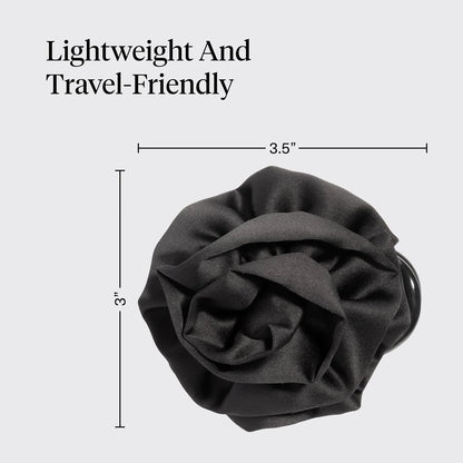 Kitsch Medium Satin Rosette Flat Claw Clip for Women - Black, 1pc