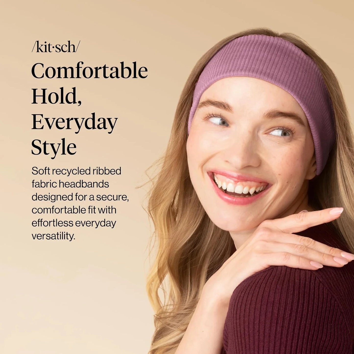 Kitsch Ribbed Wide Headbands for Women Non Slip - Cherry & Pink, 2 pcs