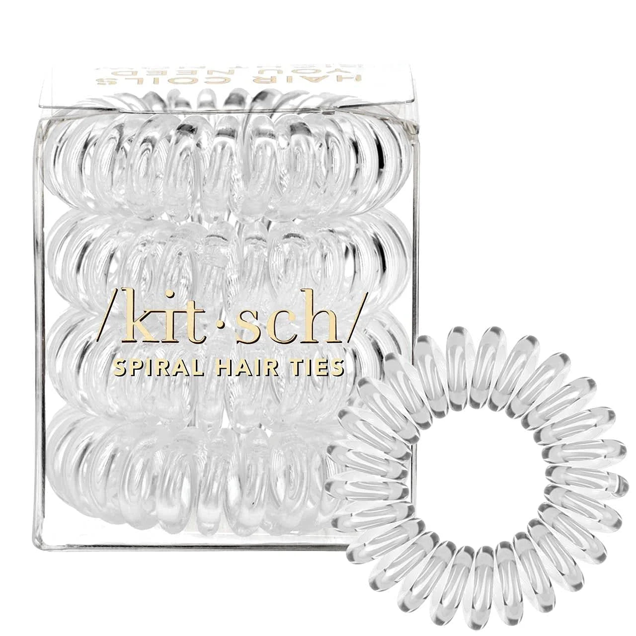 Kitsch Spiral Hair Ties for Women | Ponytail Holders - Brunette, 8 Pcs
