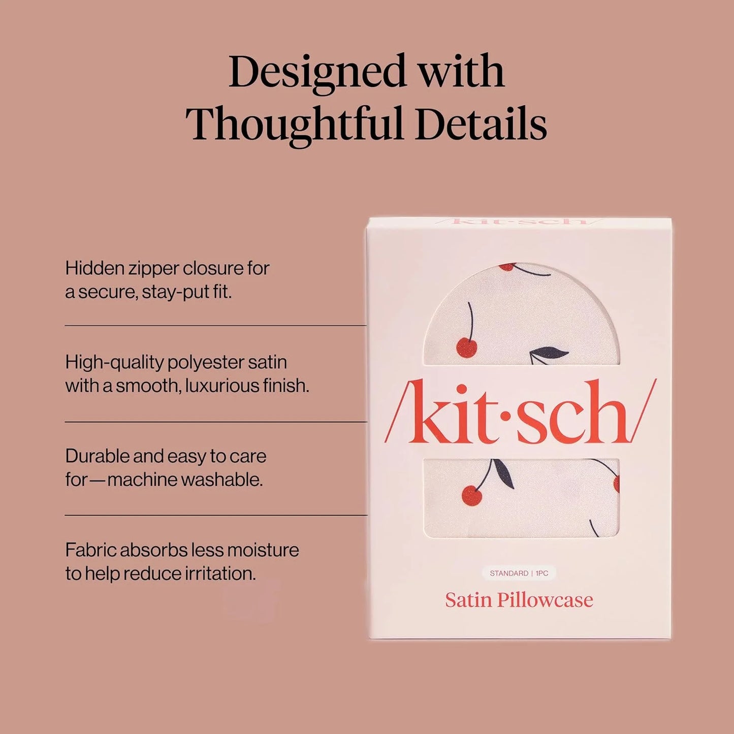 Kitsch Satin Pillowcase with Zipper - Standard Size, Haze Blue
