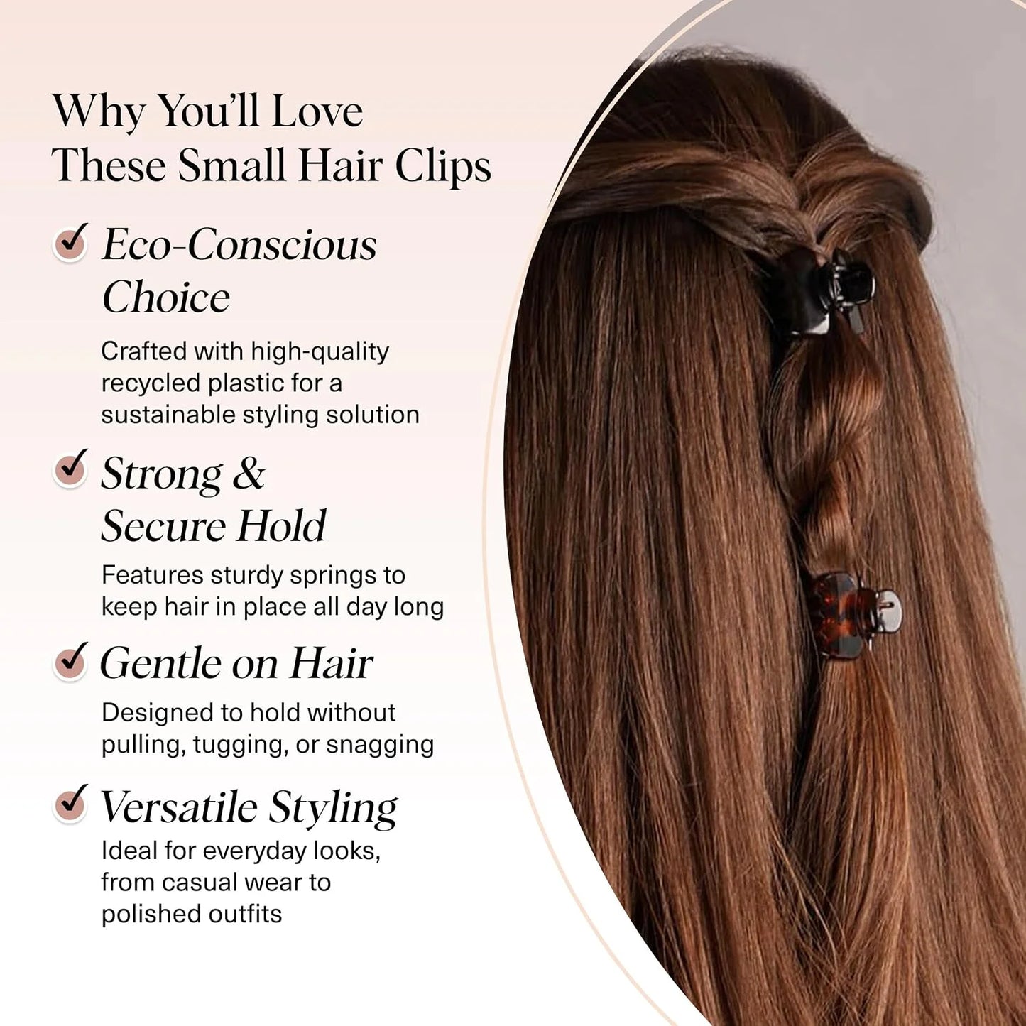 Kitsch Small Hair Clips for Women - Cute Hair Accessories - Rosewood, 8pcs