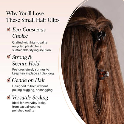 Kitsch Small Hair Clips for Women - Cute Hair Accessories - Rosewood, 8pcs
