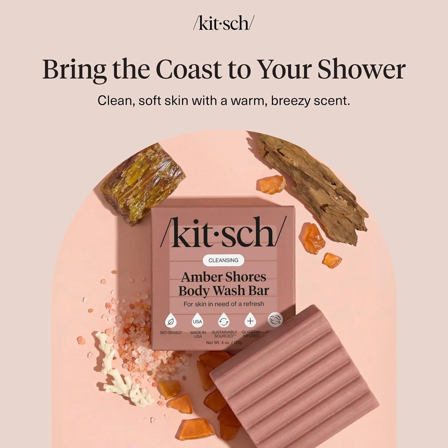 Kitsch Charcoal Soap Body Wash Bar for Cleansing – Made in USA, 4 oz