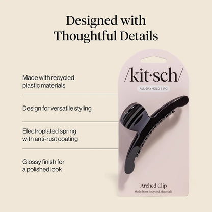 Kitsch Arched Hair Clips For Women - Large, Soft Pink, 1pc