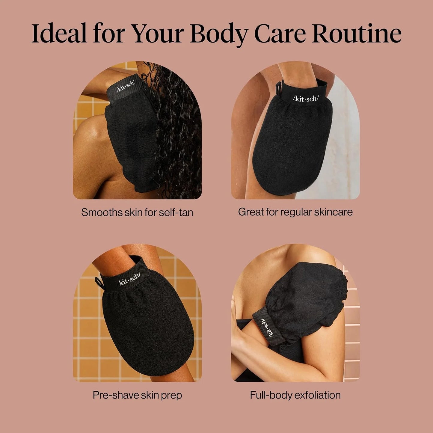 Kitsch Exfoliating Glove – Exfoliating Mitt - 1pc Black