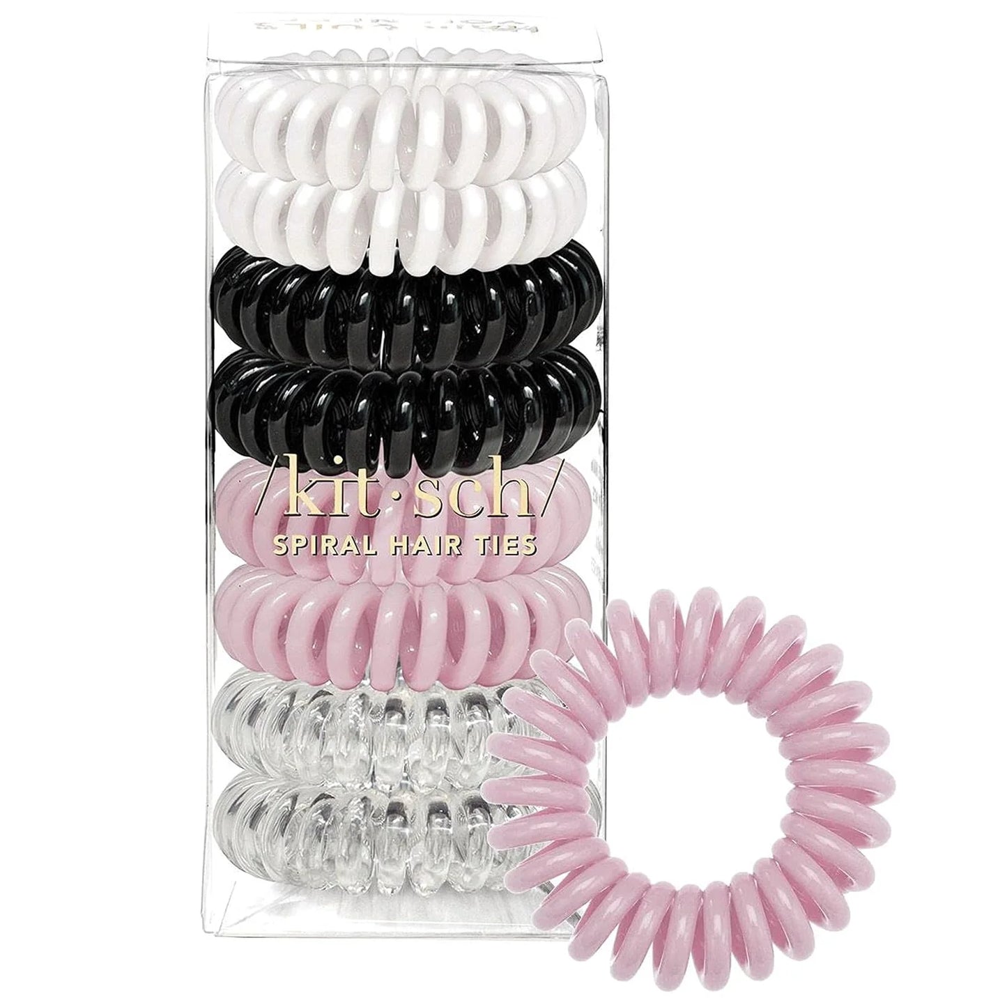 Kitsch Spiral Hair Ties for Women | Ponytail Holders - Brunette, 8 Pcs
