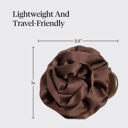 Kitsch Medium Satin Rosette Flat Claw Clip for Women - Black, 1pc