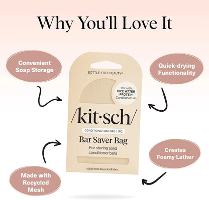 Kitsch Soap Saver Bag – Patented Mesh Bag Soap Holder with Tag Identifier
