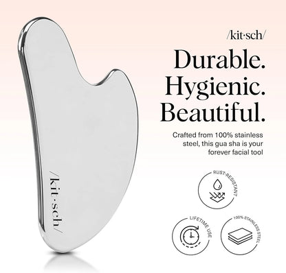 Kitsch Stainless Steel Guasha Tool for Face - Silver