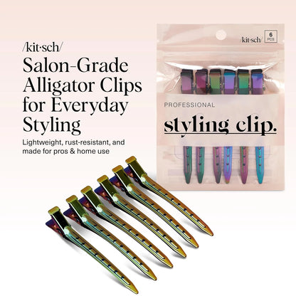 Kitsch Professional Alligator Clips - Rose Gold, 6 Pcs