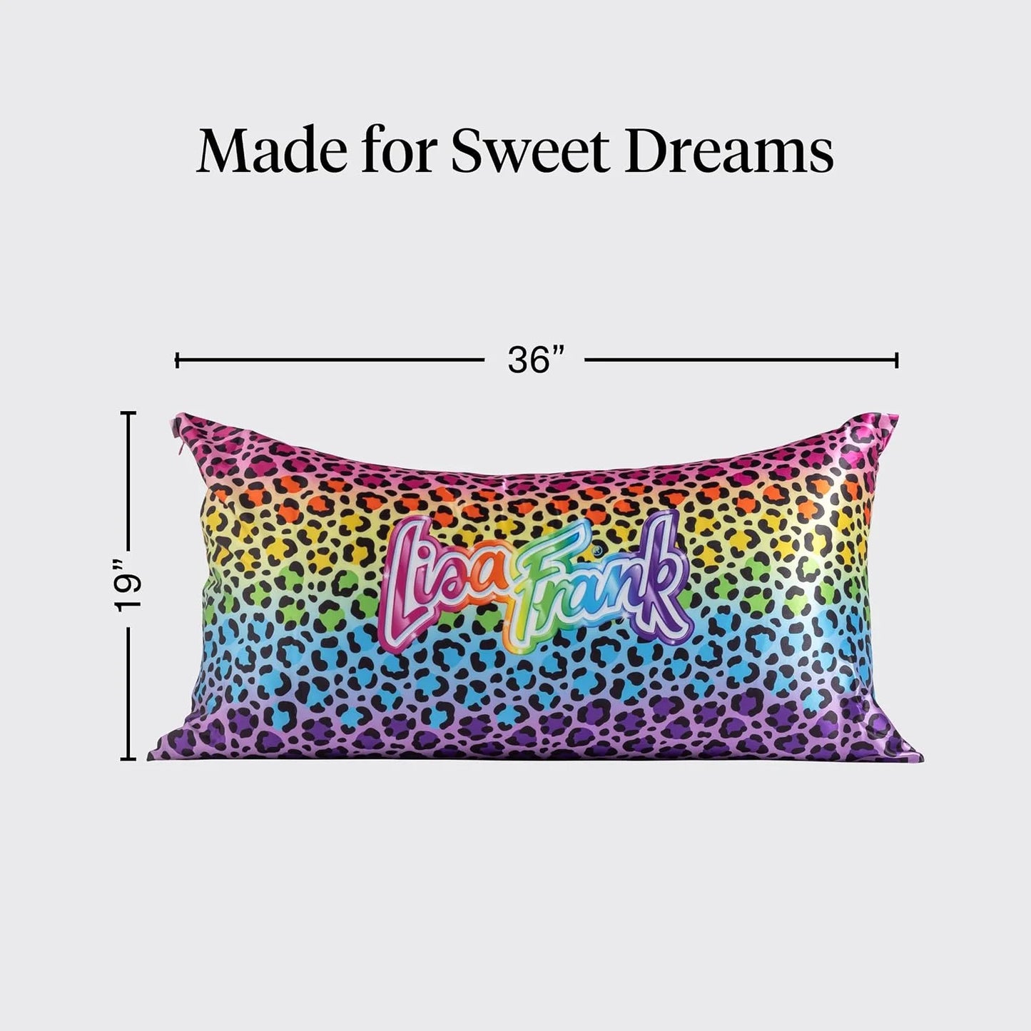Lisa Frank x Kitsch Satin Pillowcase, Size 19x36 - Rainbow Leopard