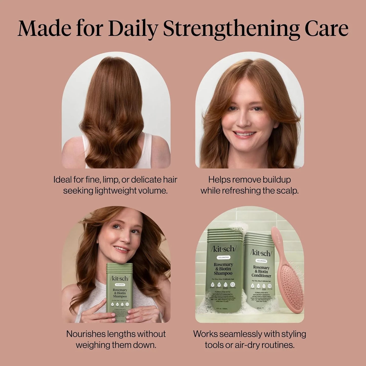 Kitsch Rice Water Shampoo and Conditioner Set for Hair Growth – Made in USA