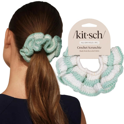 Kitsch Crochet Hair Scrunchie For Women - Seafoam Blue, 1pc