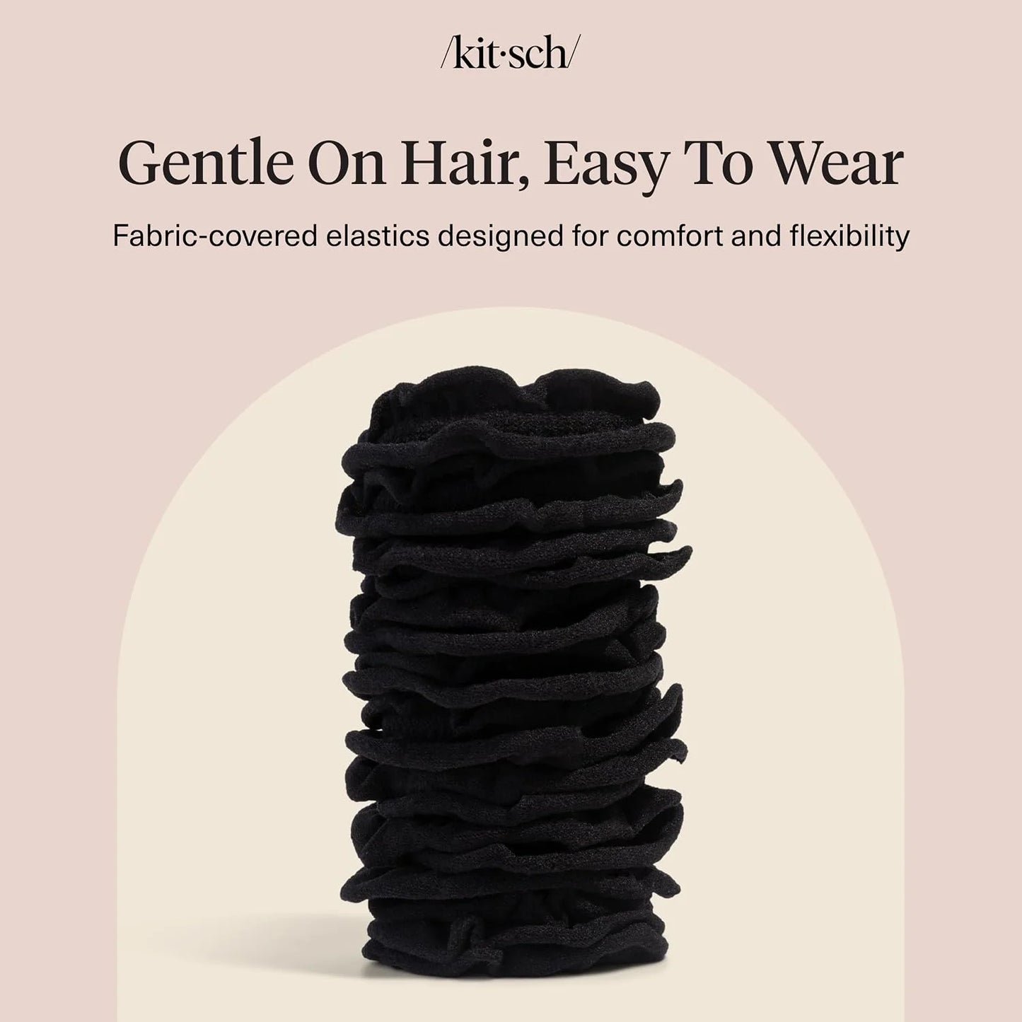Kitsch Ribbed Hair Ties No Damage - Blush, 10pcs