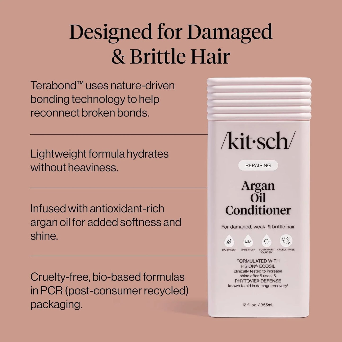 Kitsch Argan Oil Conditioner for Hair Growth – Made in USA, 12 oz