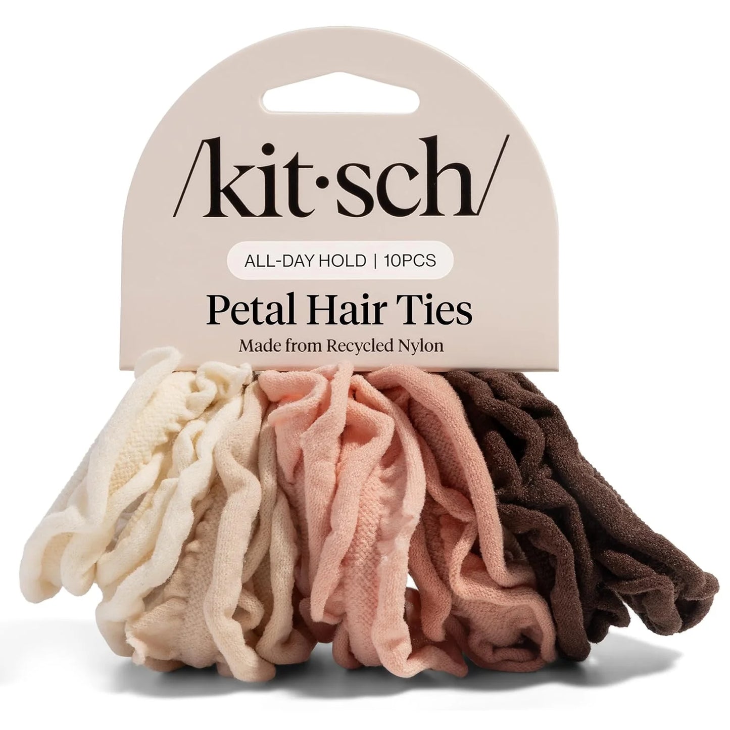 Kitsch Ribbed Hair Ties No Damage - Blush, 10pcs