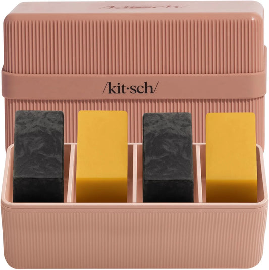 Kitsch 4-Compartment Travel Soap Case – TSA-Approved Bar Soap Holder