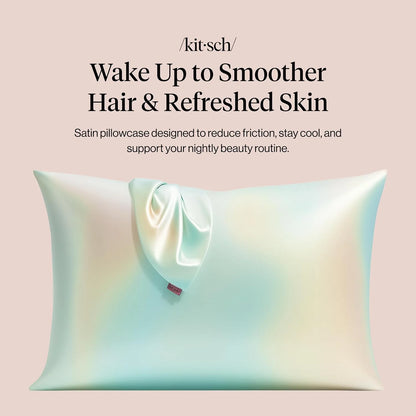 Kitsch Satin Pillowcase with Zipper - Standard Size, Haze Blue