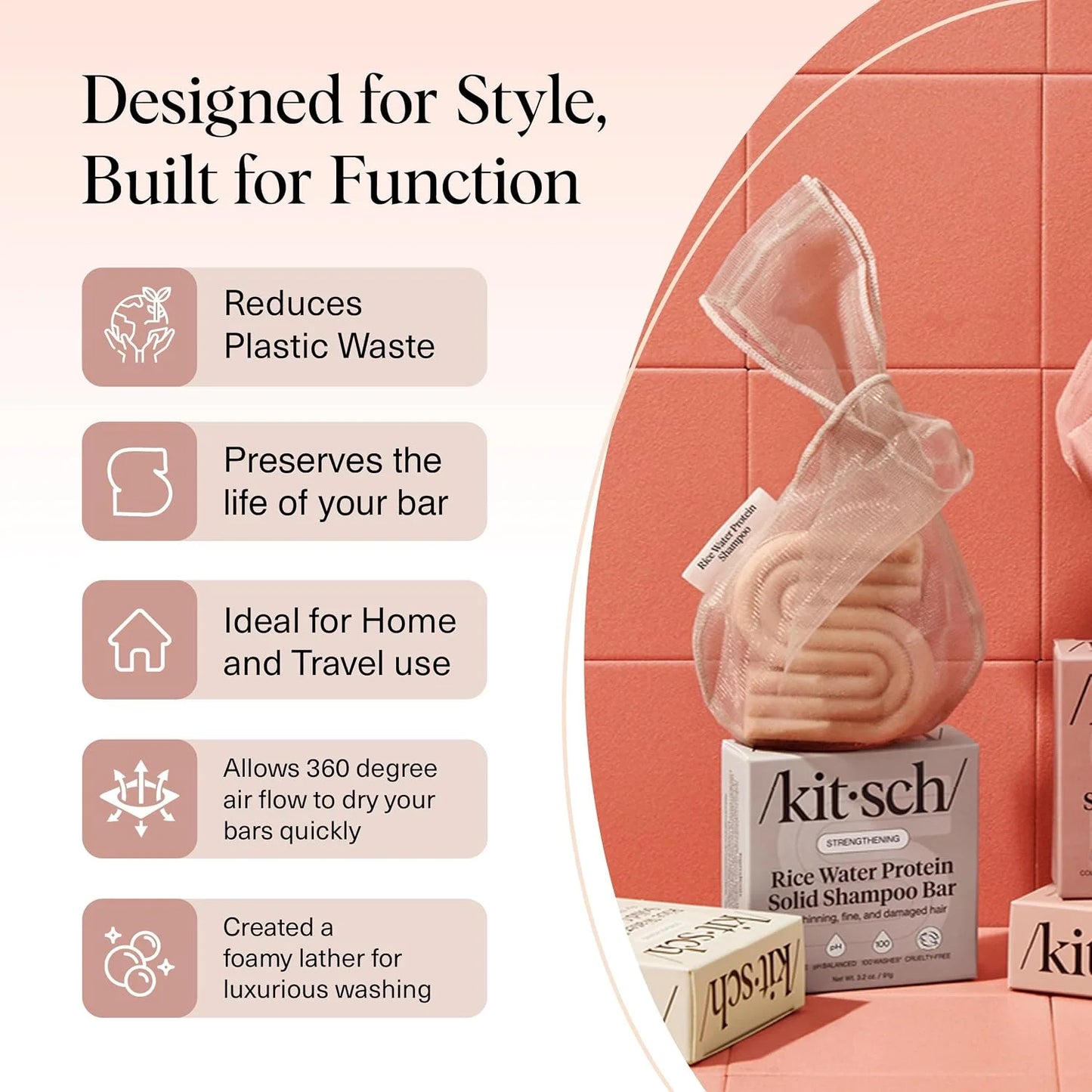 Kitsch Soap Saver Bag – Patented Mesh Bag Soap Holder with Tag Identifier