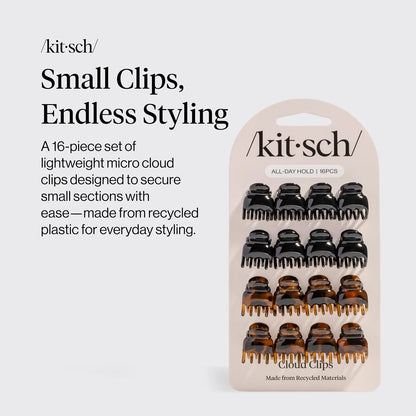Kitsch Mini Claw Clips for Women - Tortoise & Black, 6pcs