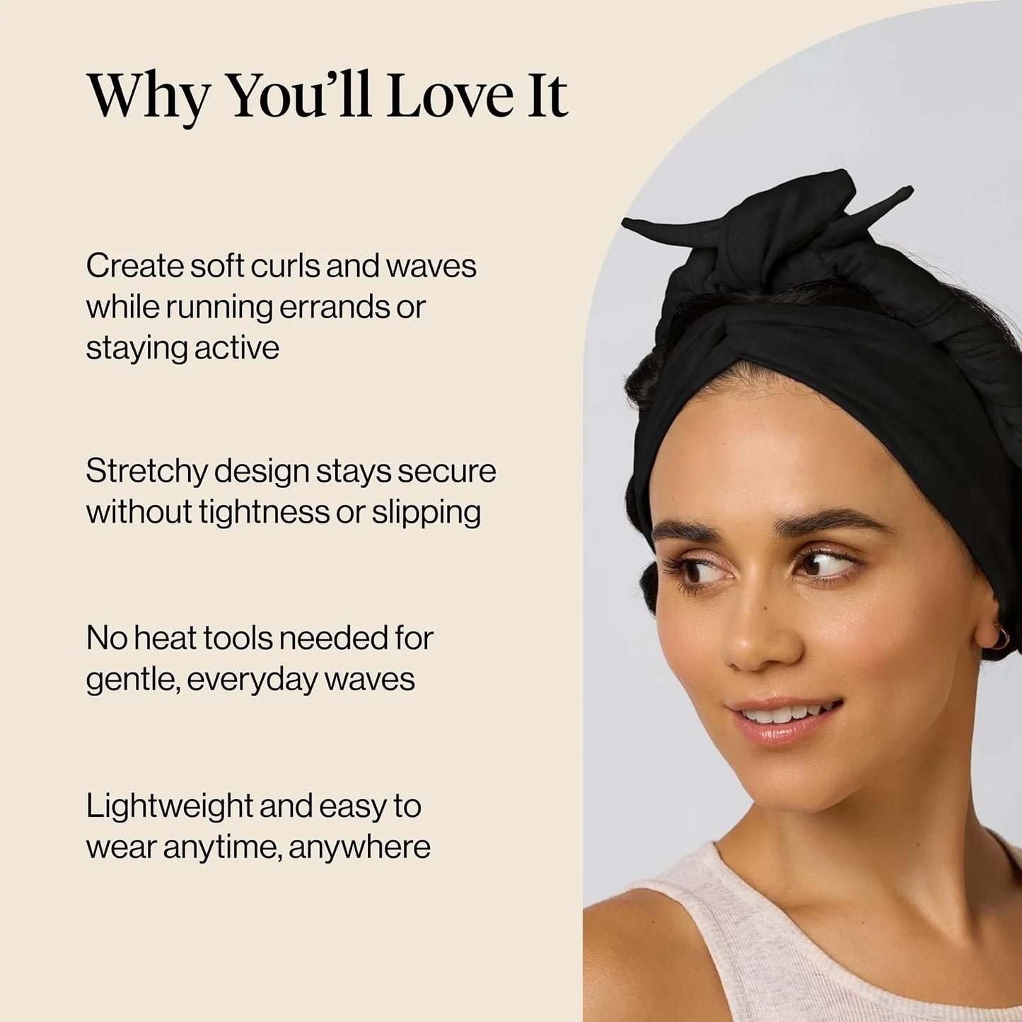 Kitsch Set & Flow Active Heatless Curling Headband For Women - Black, 1pc