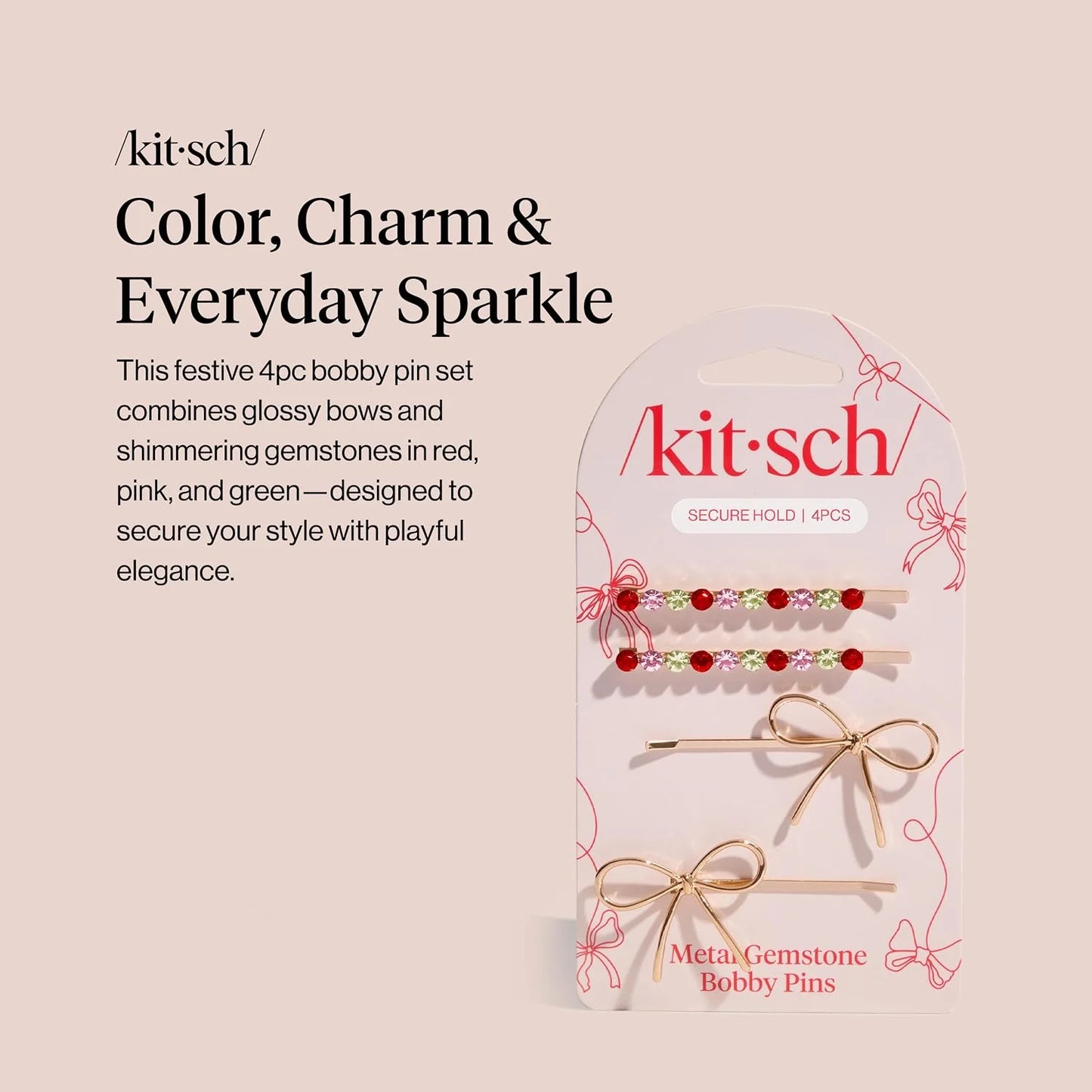Kitsch Spiral Bobby Pins - Hair Accessories For Women - Brown, 3pcs