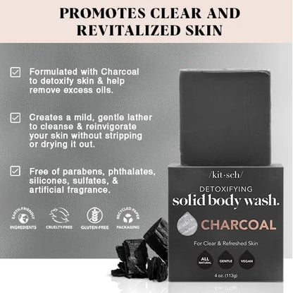 Kitsch Charcoal Soap Body Wash Bar for Cleansing – Made in USA, 4 oz
